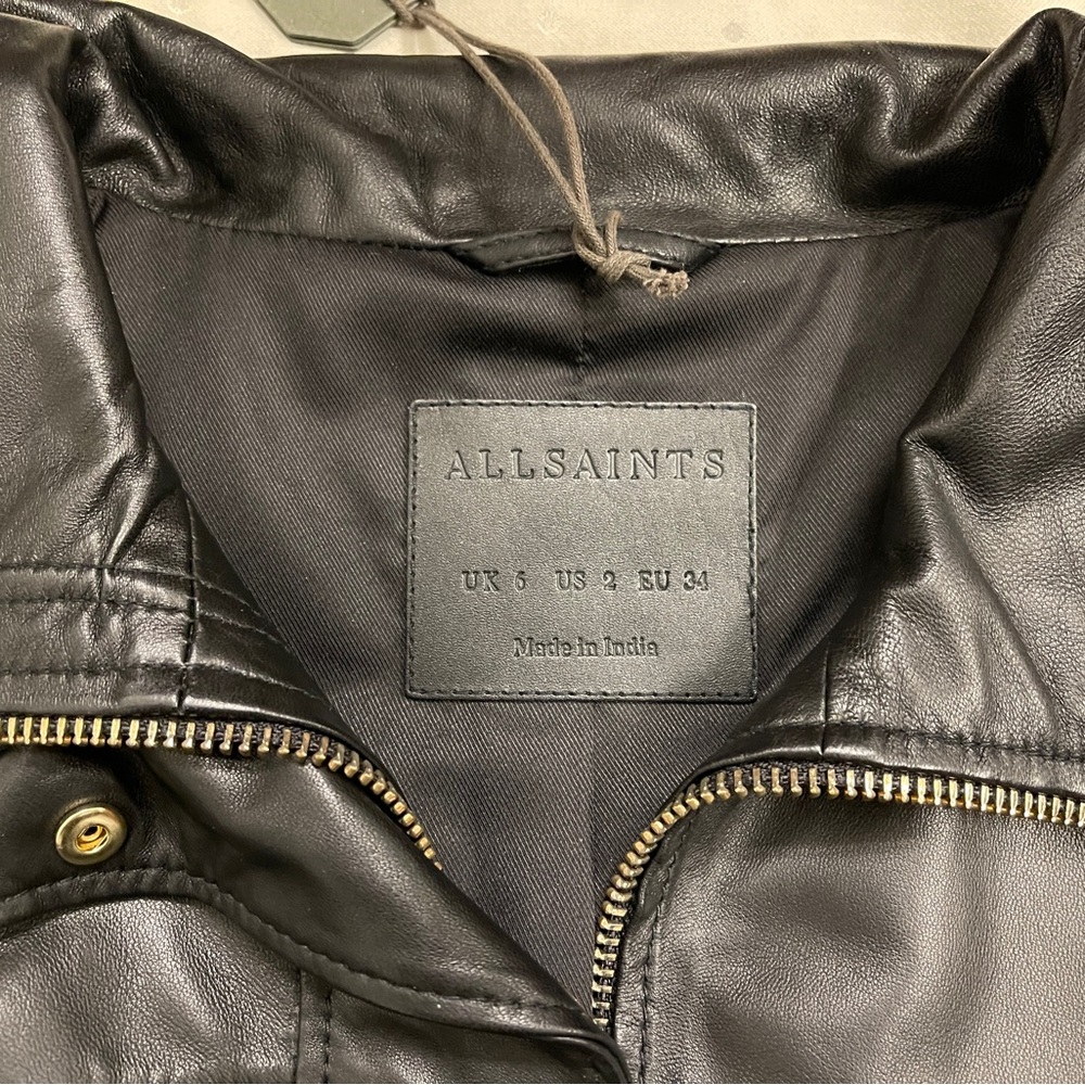 ALLSAINTS Etta Regular Fit Leather Jacket UK 6 US 2 NWT - Picture 12 of 15